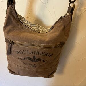 Myra Purse "Boulangerie" Shoulder Crossbody, Canvas/ Leather “BOULANGERIE PARIS”